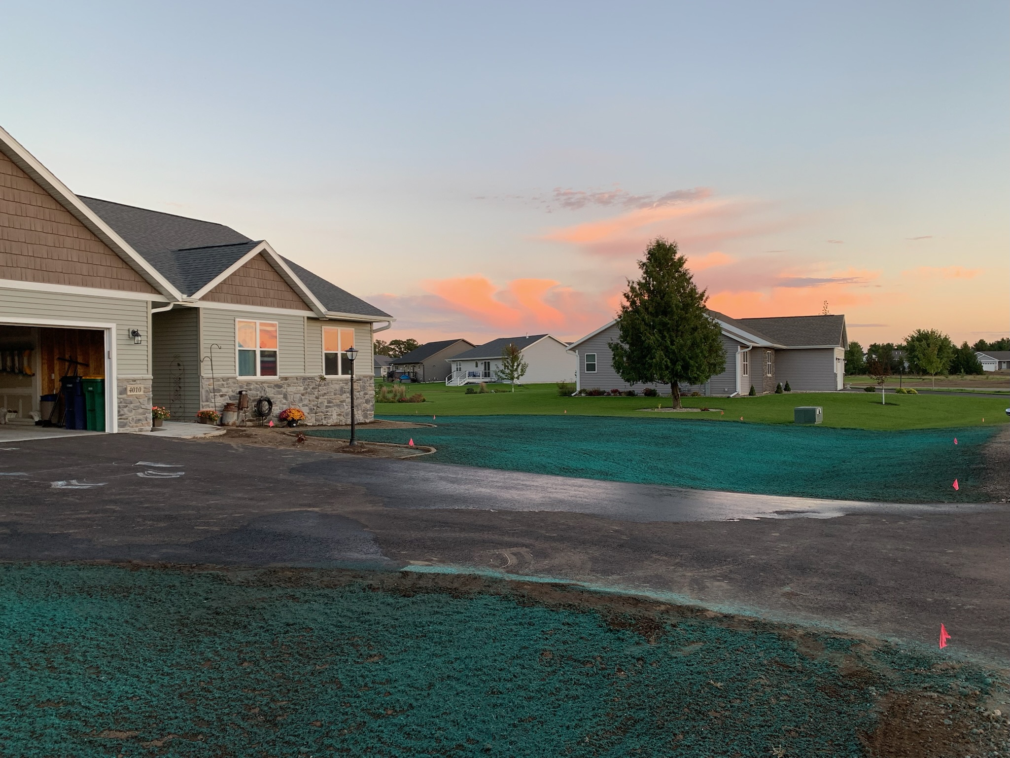 Hydroseed installation and new lawn work at a Wisconsin Rapids property